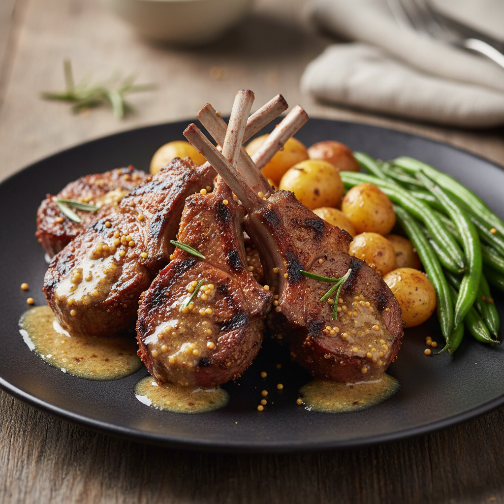 Côtelettes d'agneau grillées aux épices cajun, sauce au beurre a l'ail