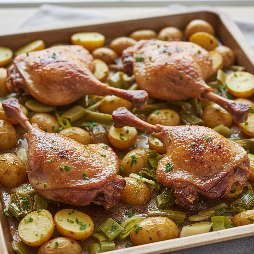 Cuisses de canard et légumes