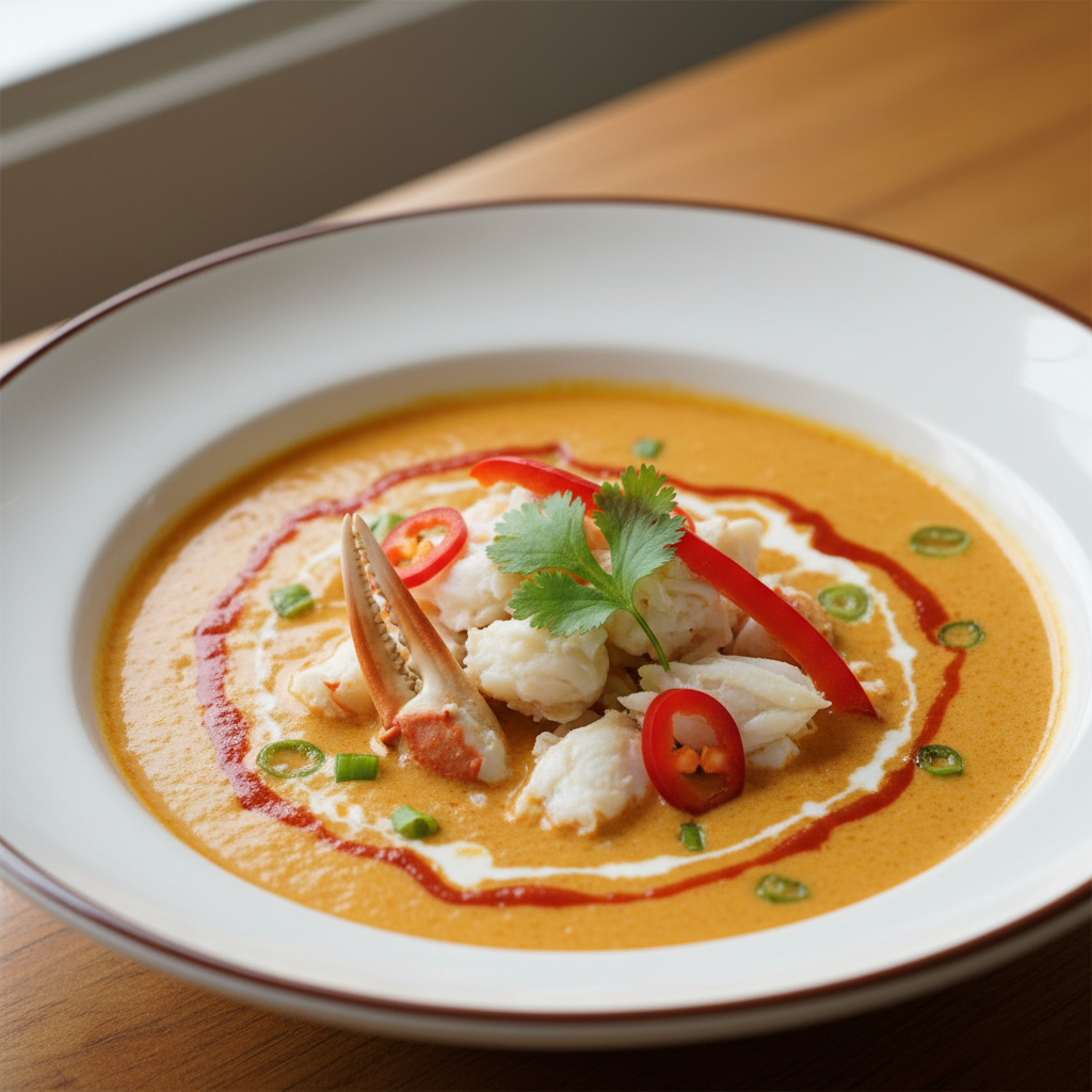 Soupe à la noix de coco et au crabe