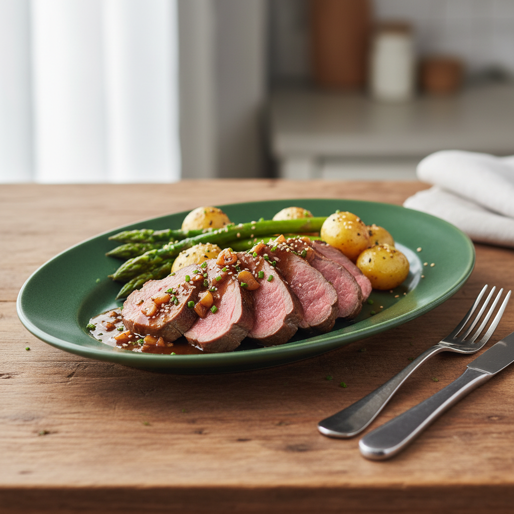 Agneau aillé à la sauce de soja