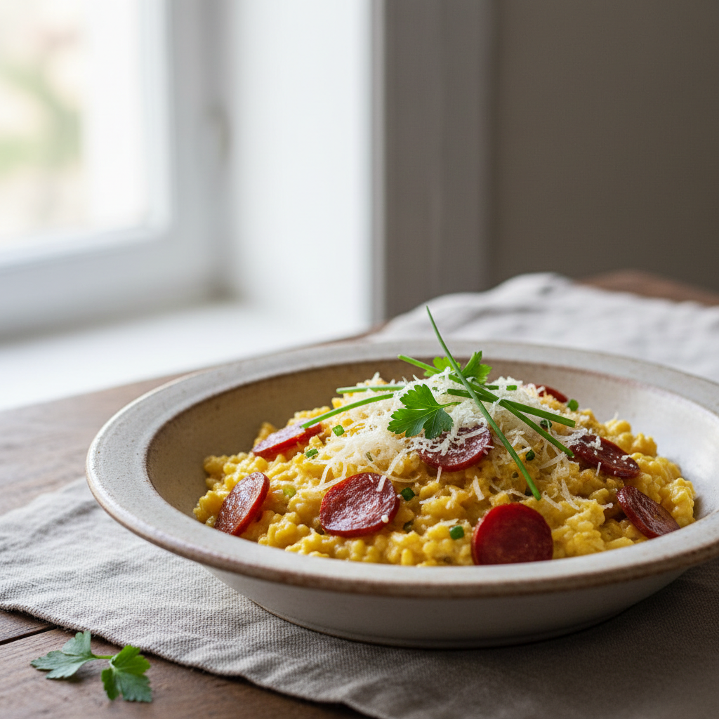 Risotto de chou-fleur au chorizo & parmesan