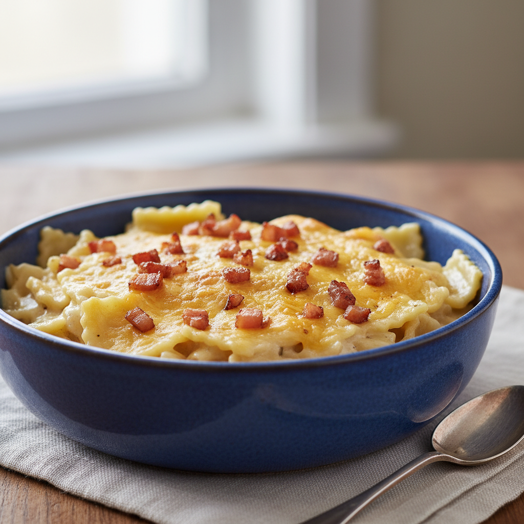 Gratin de crozets à la fondue d’endives & cheddar