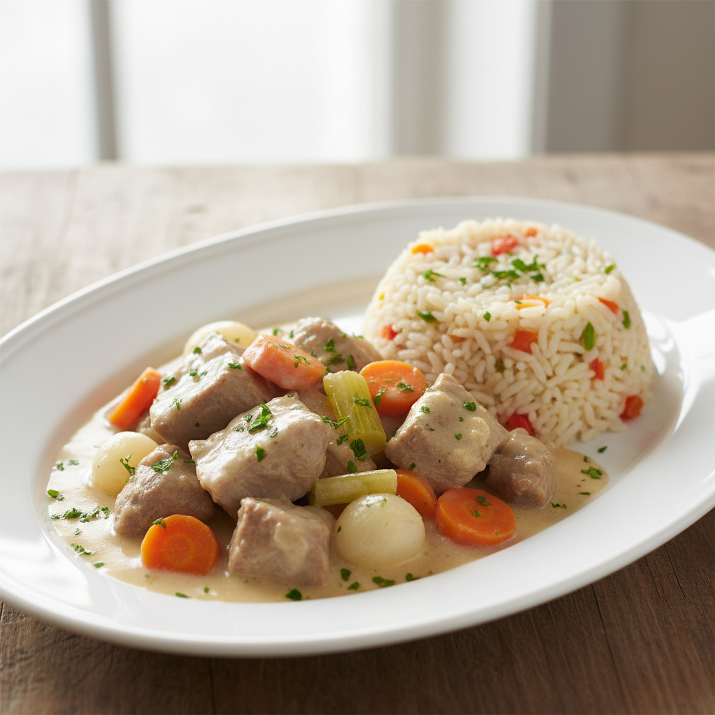 Blanquette de veau et riz à la créole
