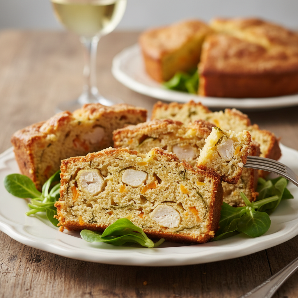 Cake au poulet, mimolette et estragon