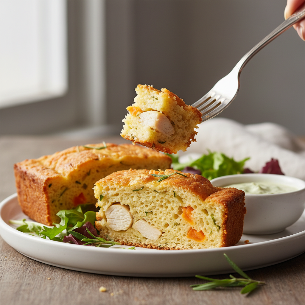Cake au poulet, mimolette et estragon