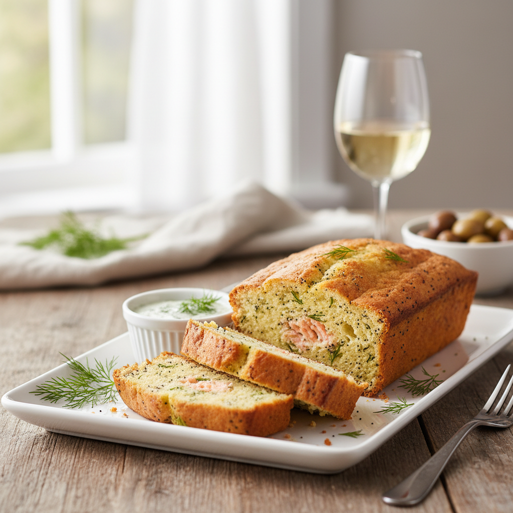 Cake au saumon, pavot et aneth