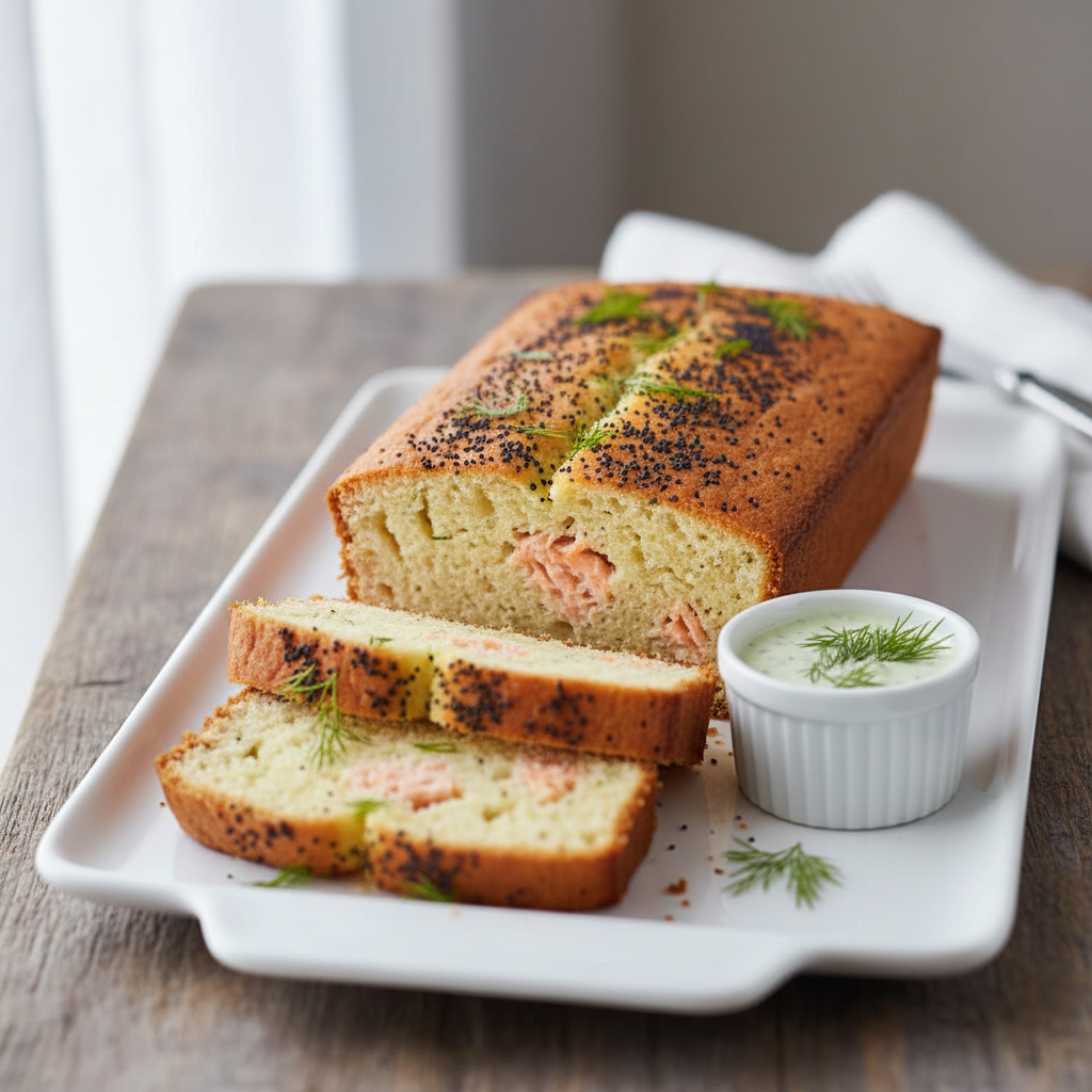 Cake au saumon, pavot et aneth