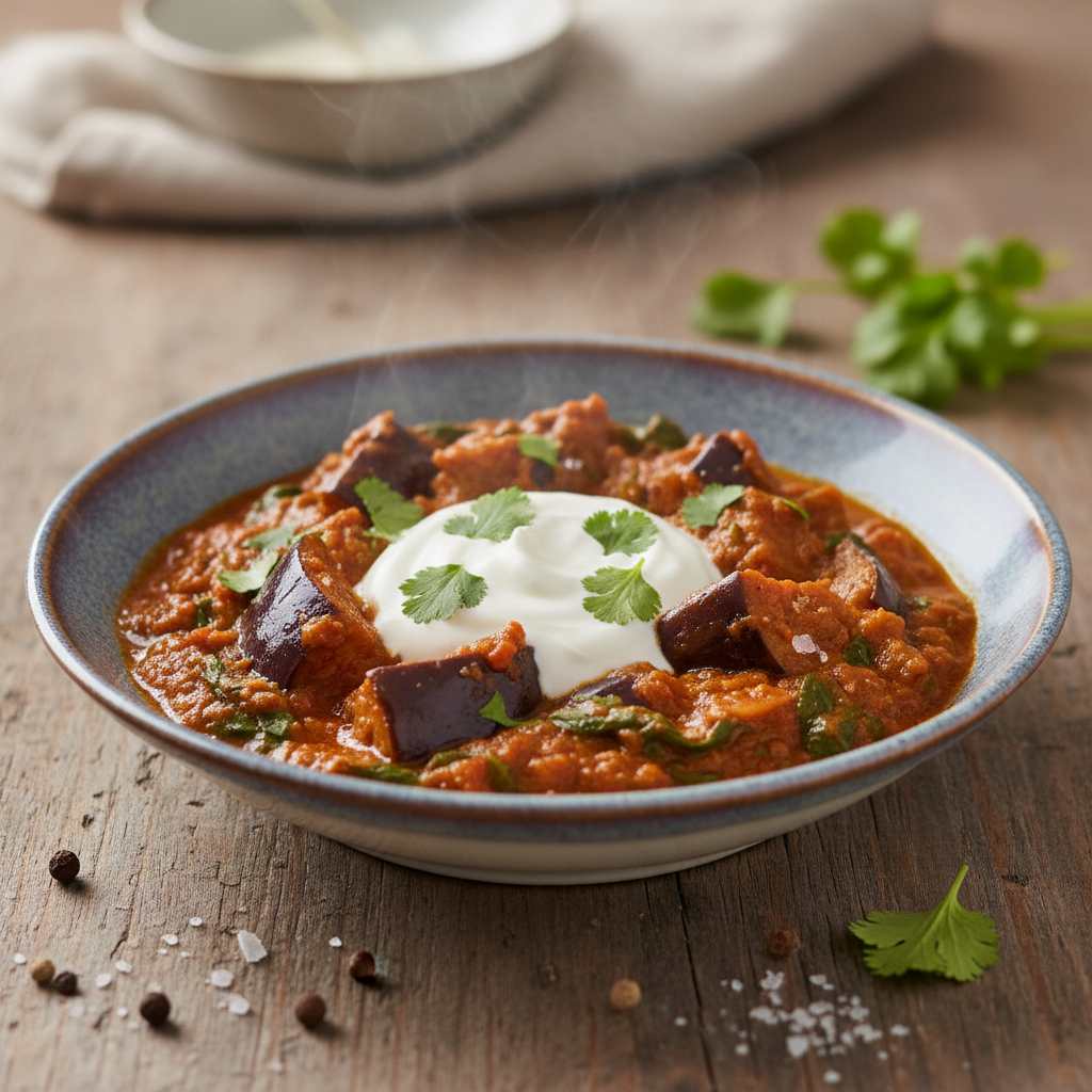 Curry d’aubergines et épinards