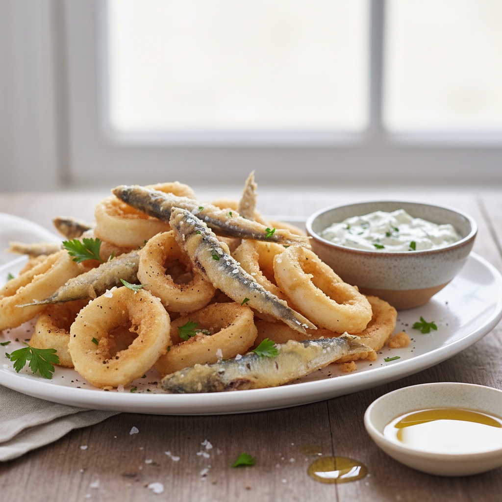 Fritto misto, sauce tartare