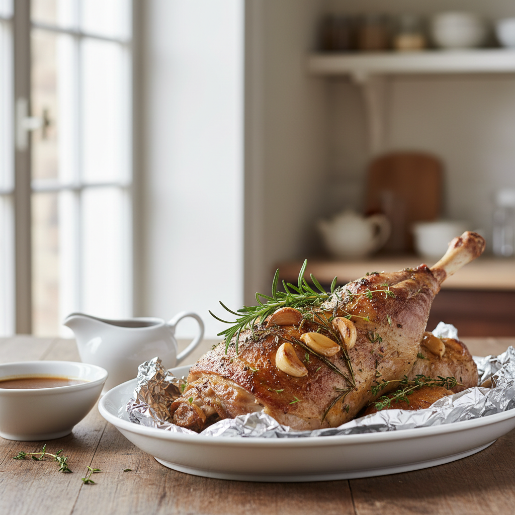 Gigot rôti à l’ail