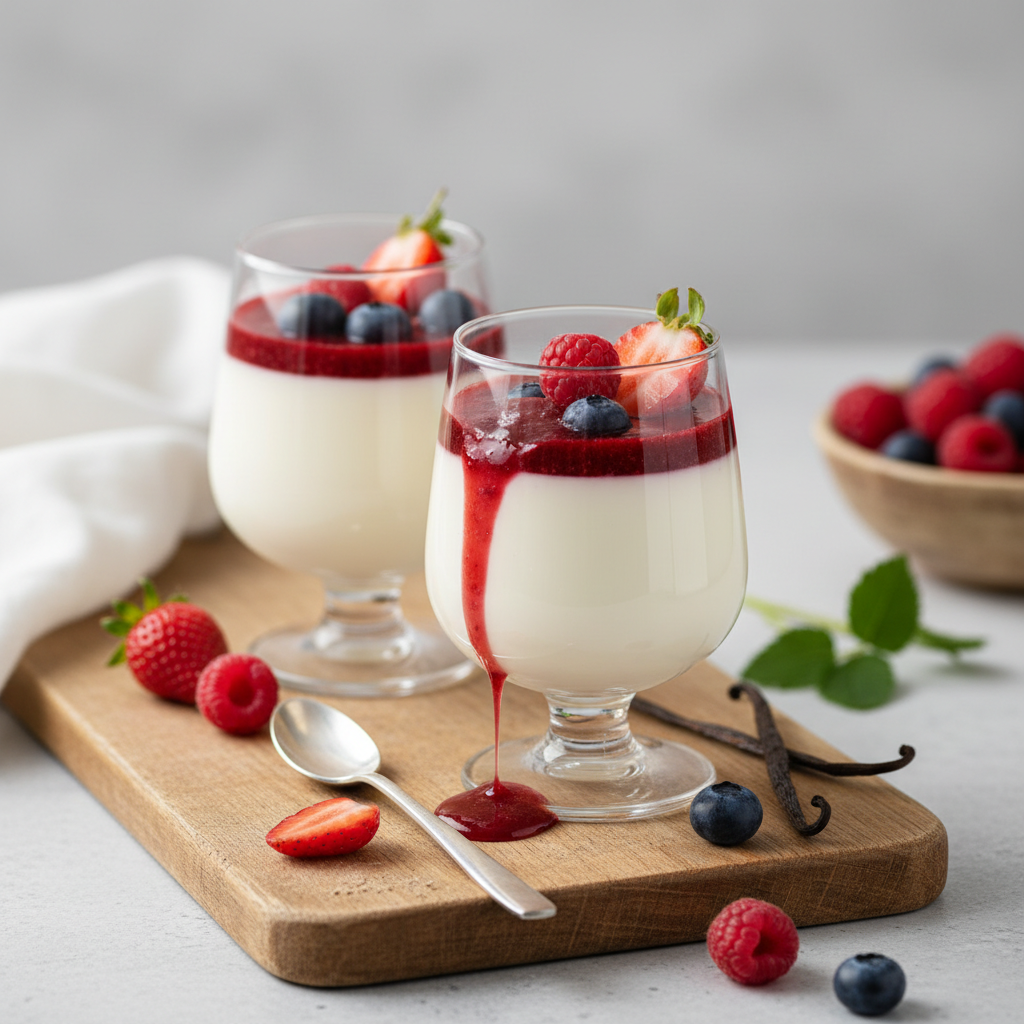 Panna cotta au lait de coco et aux fruits rouges