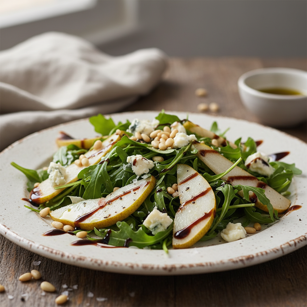 Salade de roquette, poires et gorgonzola