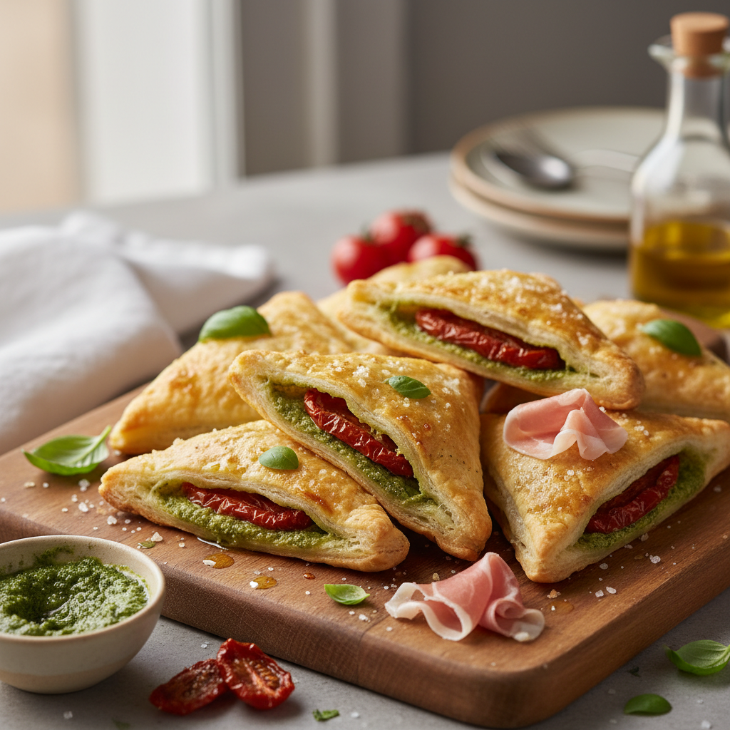 Feuilletés au pesto, à la tomate séchée et au jambon cru Airfryer