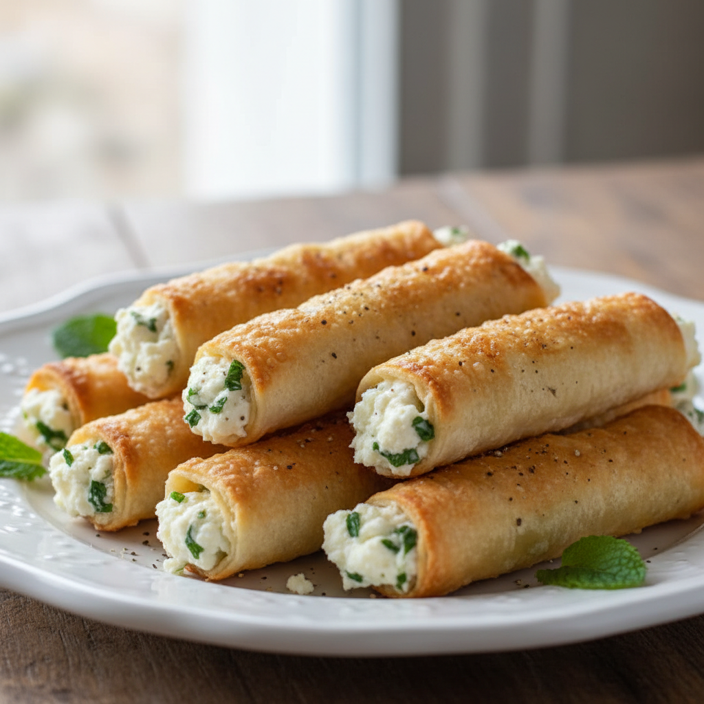 Cigares croustillants, mozzarella, feta et menthe Airfryer