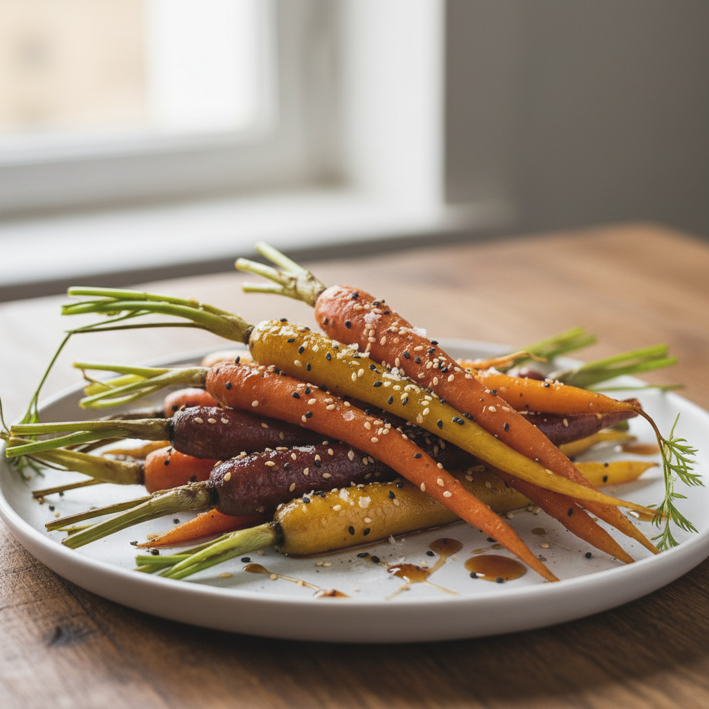 Carottes fanes colorées au sésame Airfryer