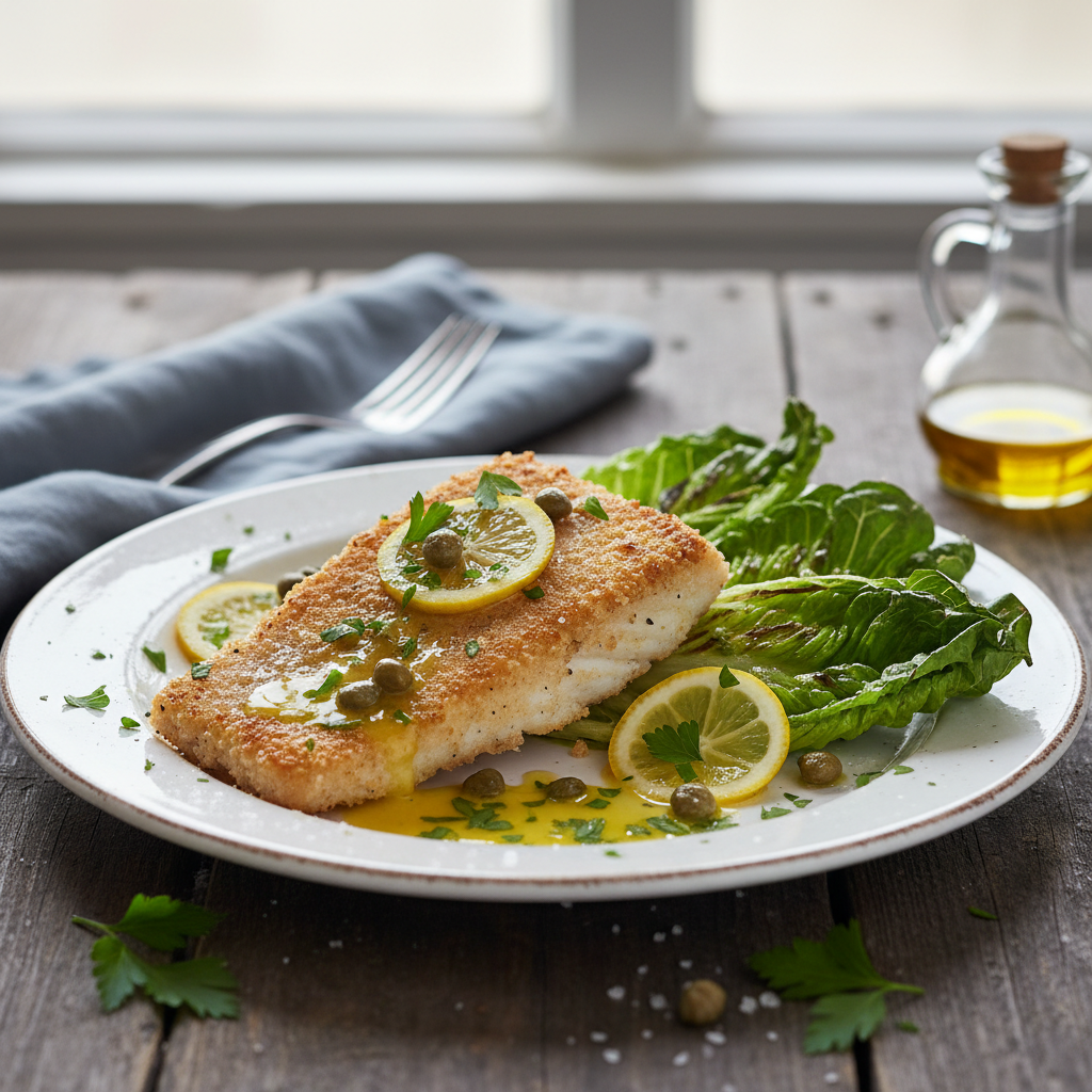 Colin citron et câpres, salade romaine Airfryer