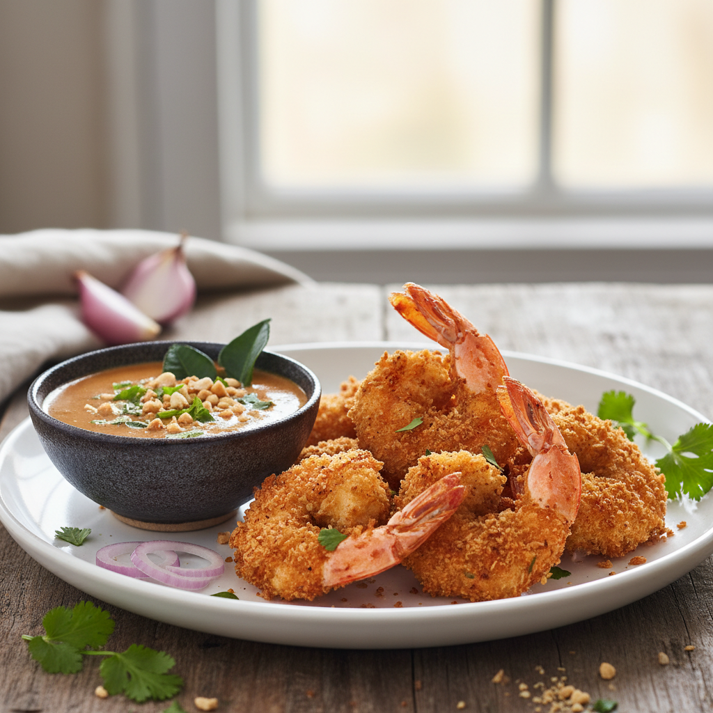 Crevettes panées et sauce saté Airfryer