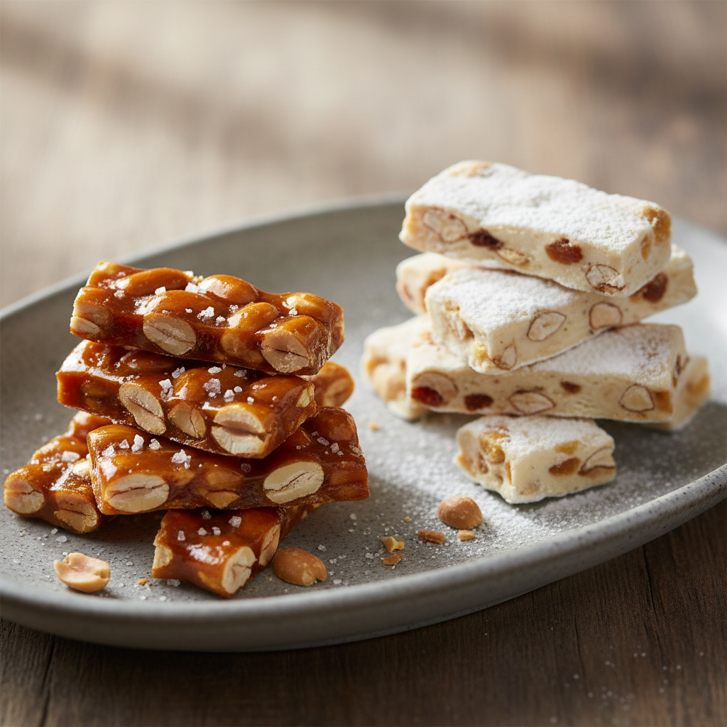 Nougat dur et nougat mou aux cacahuètes
