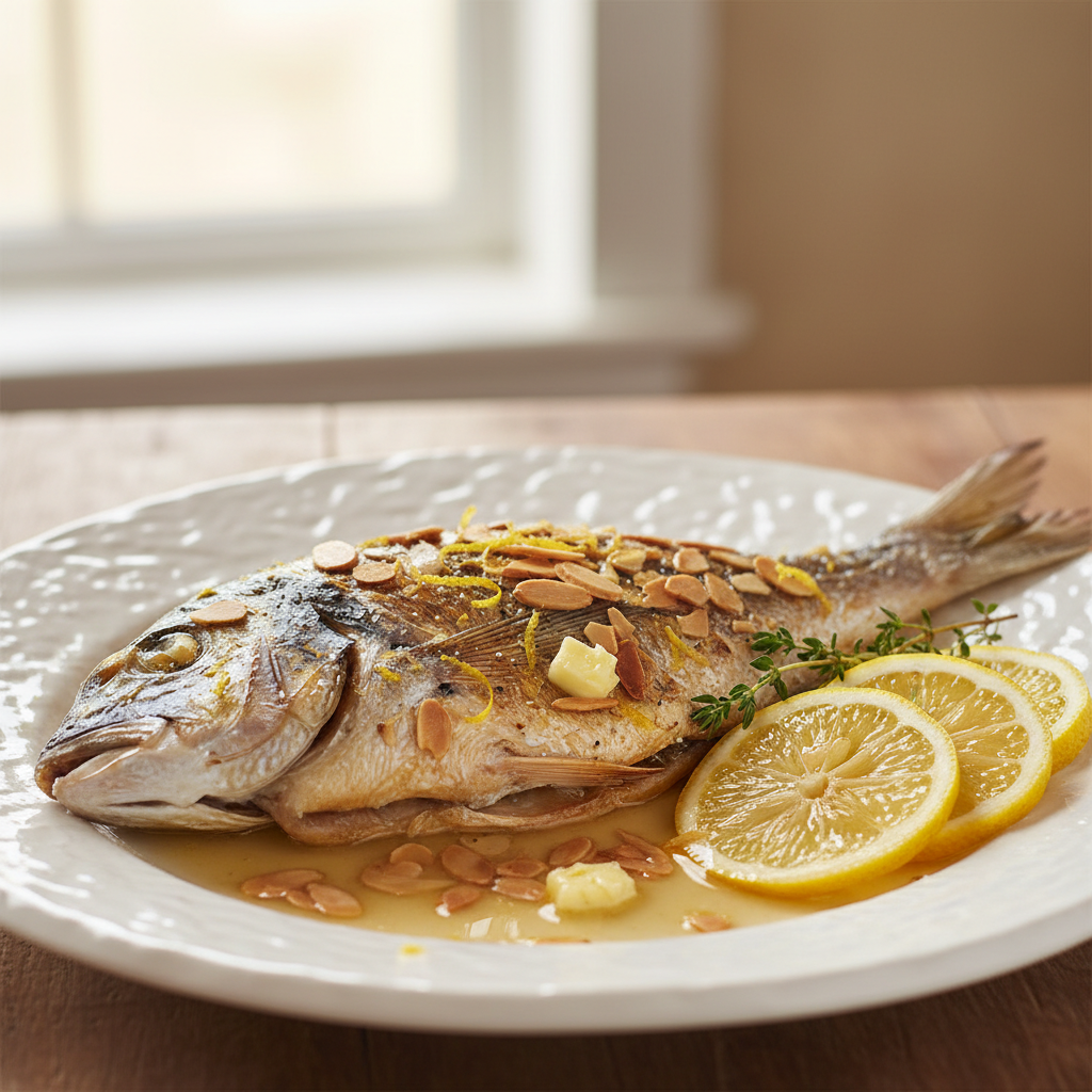 Dorade au four aux amandes