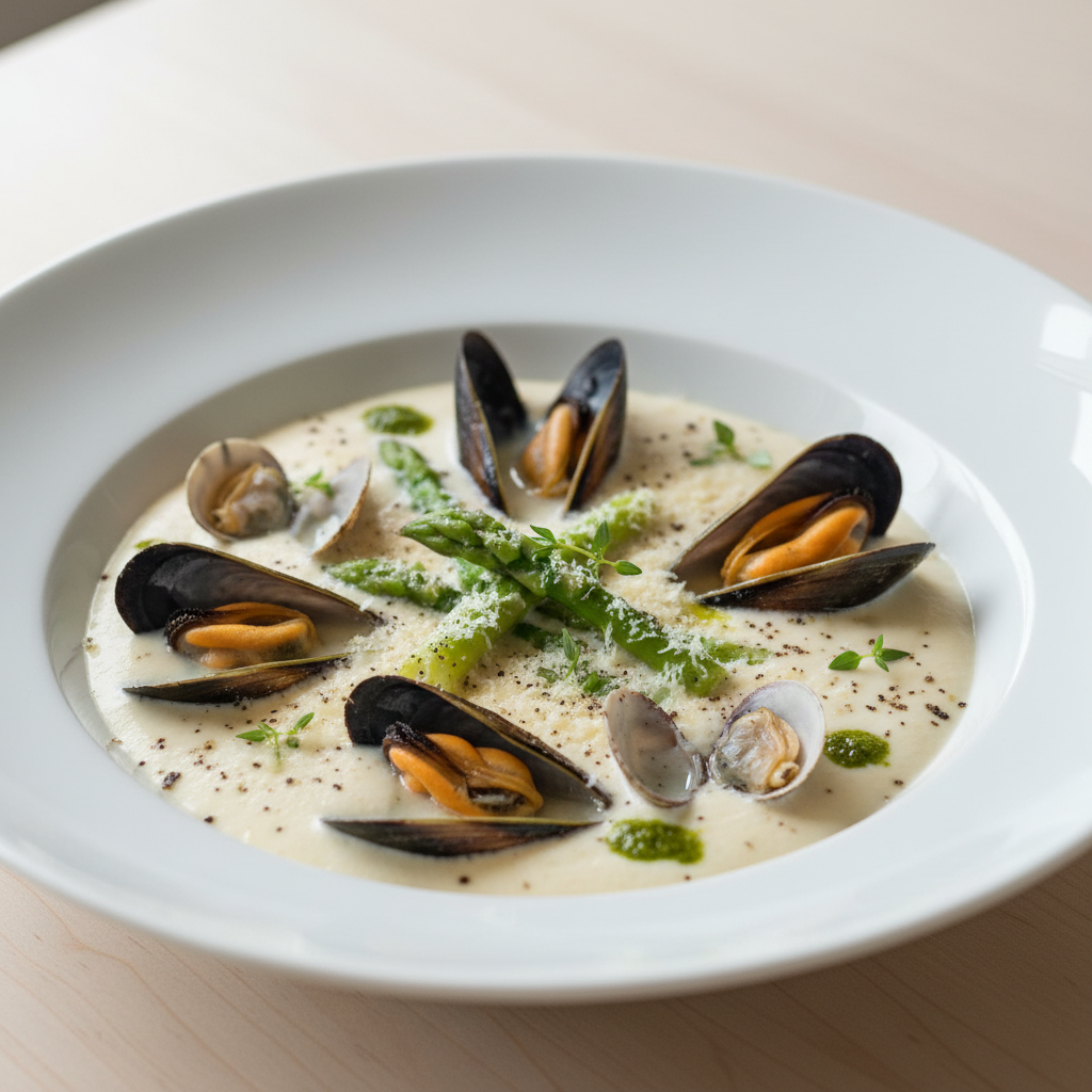 Velouté de ricotta aux coquillages