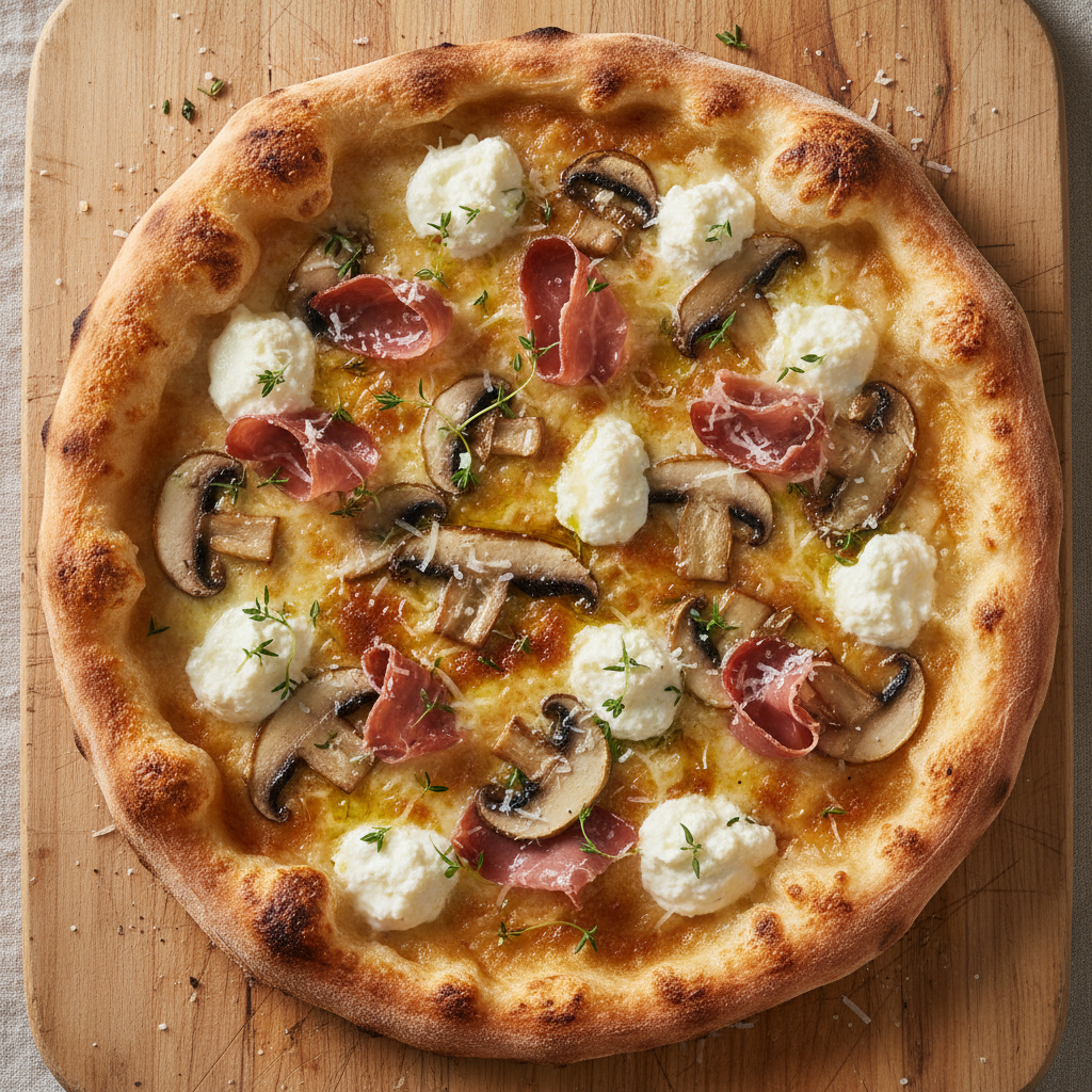 Pizza aux cèpes et au taleggio