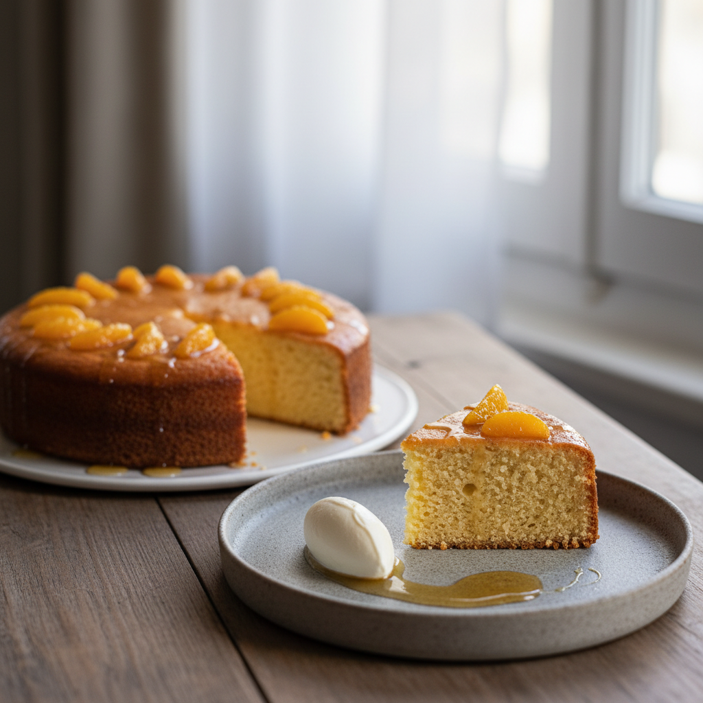 Ma génoise chic à la pâte d’amandes, mandarine et fleur d’oranger