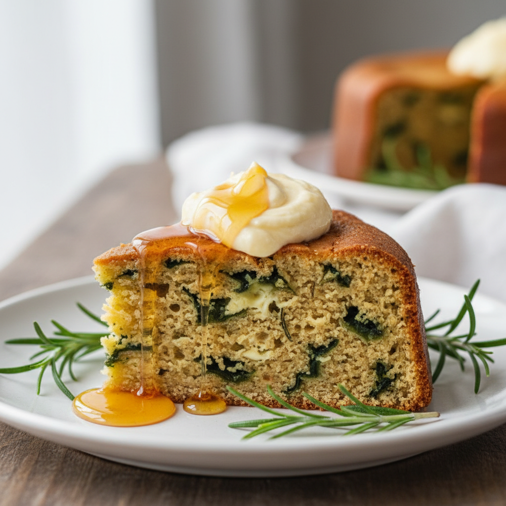 Cake au gorgonzola et au romarin, parfum de miel