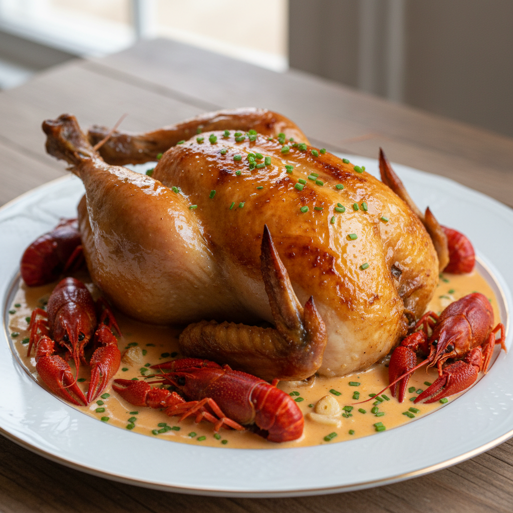 Poularde aux écrevisses