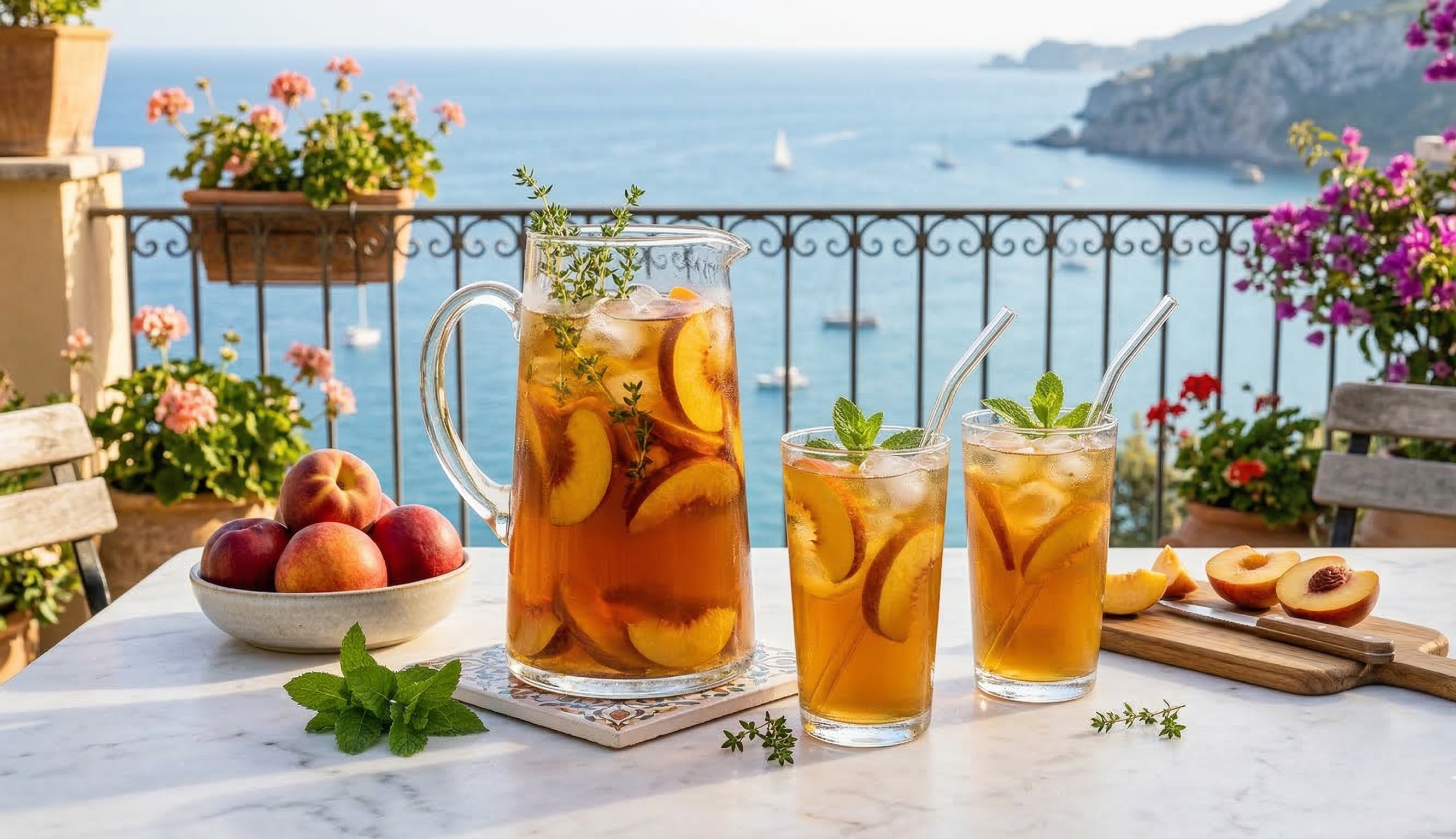 Thé glacé à la pêche
