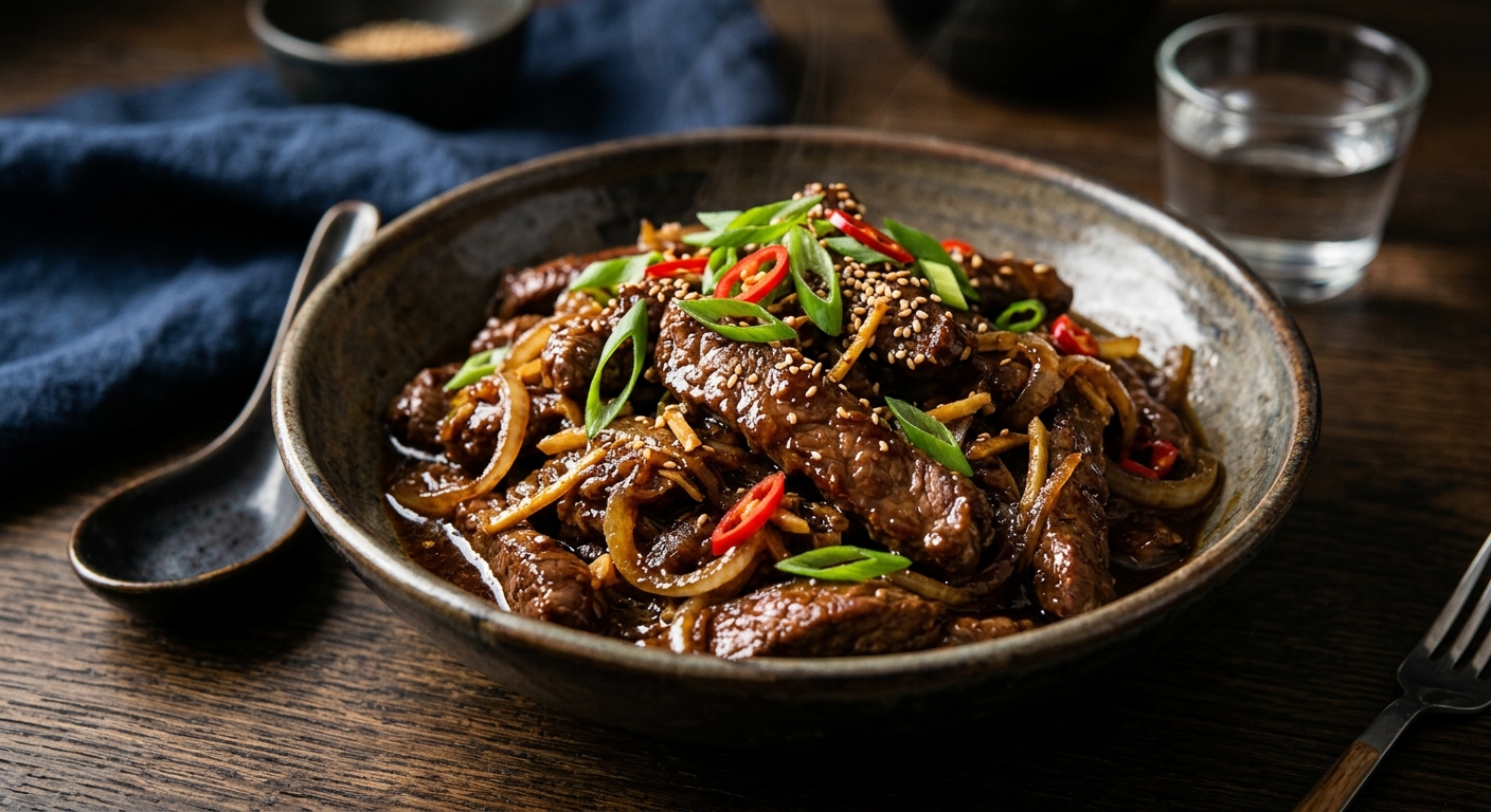 Boeuf aux oignons et gingembre
