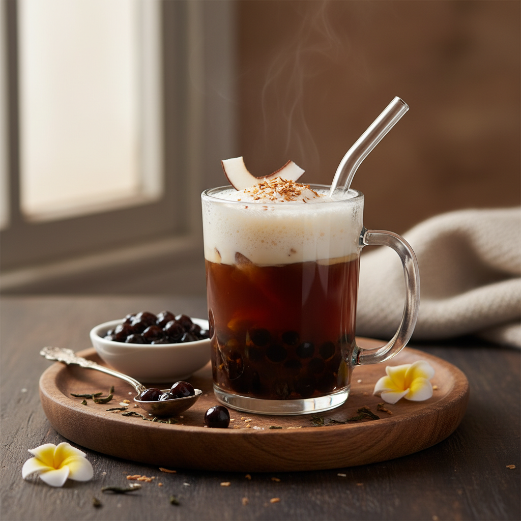 Bubble tea latte coco chaud