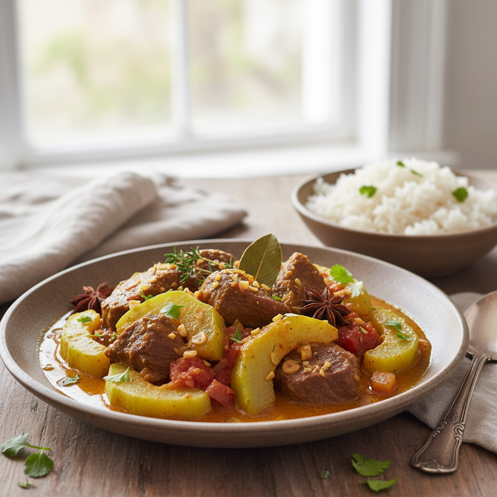Cari de boeuf au chouchou