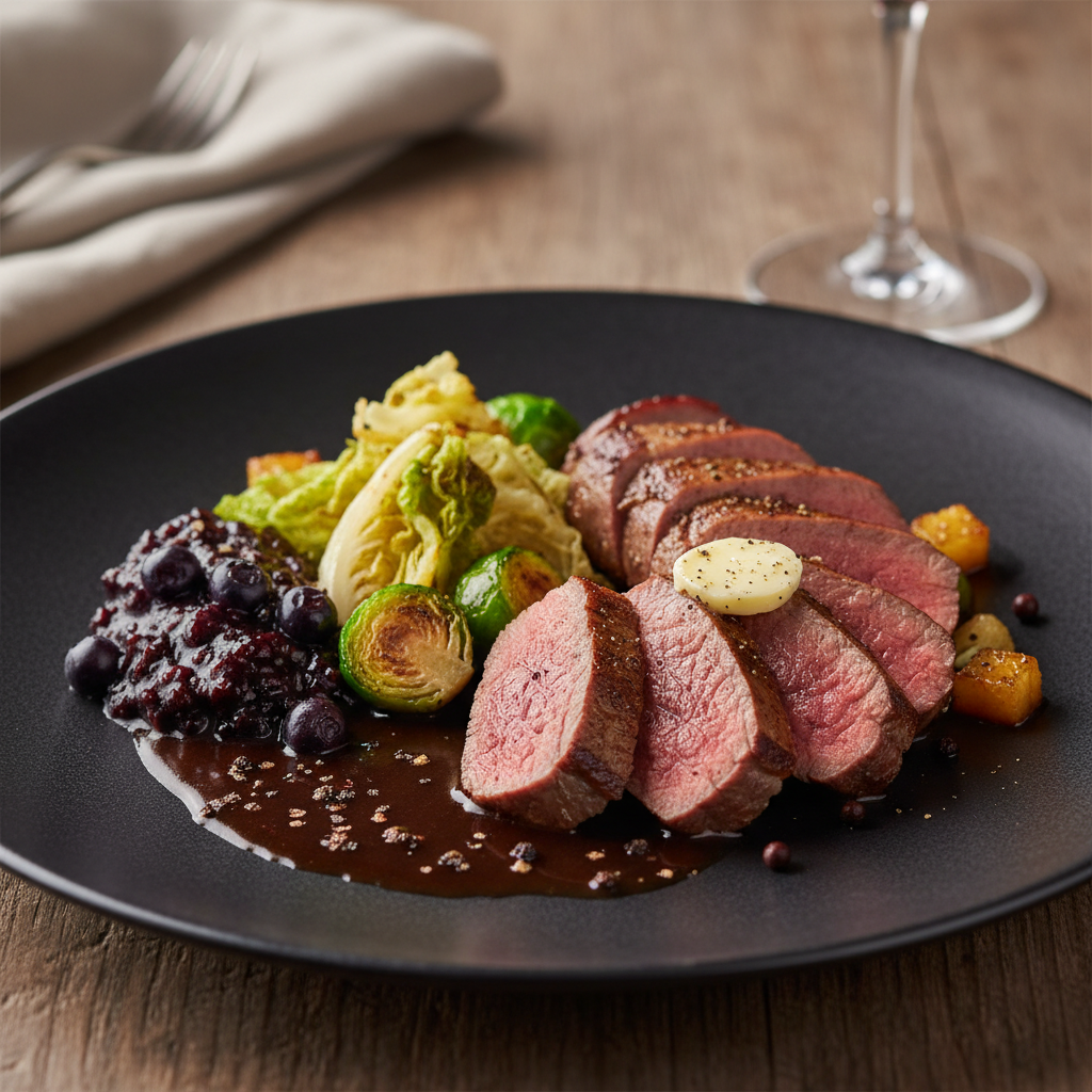 Chevreuil de chasse, sauce poivrade