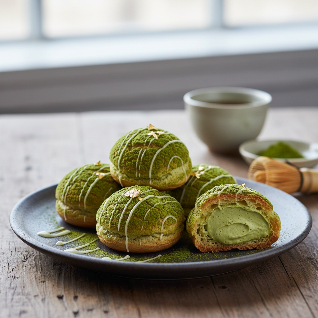 Choux au thé vert matcha