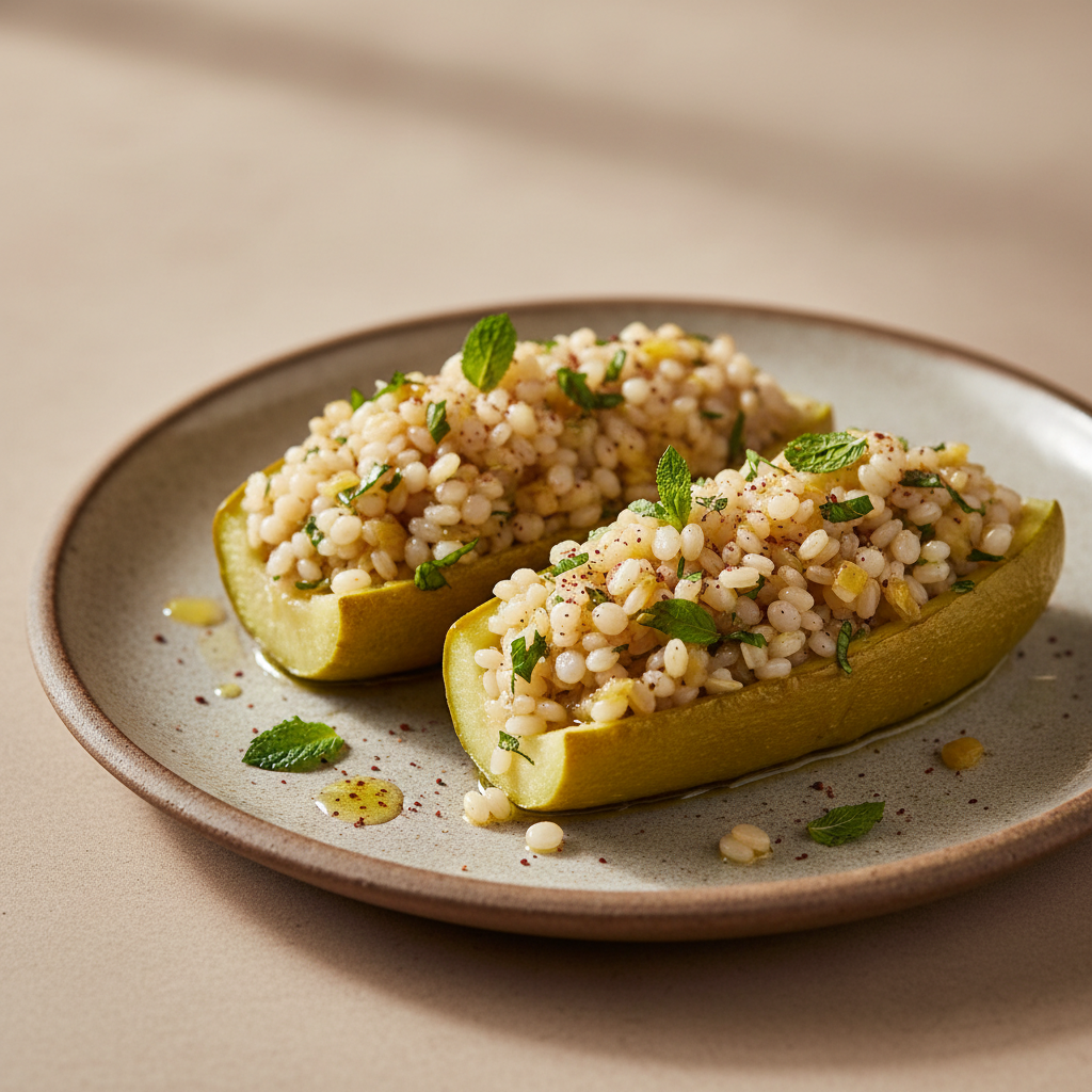Courgettes farcies au riz et menthe