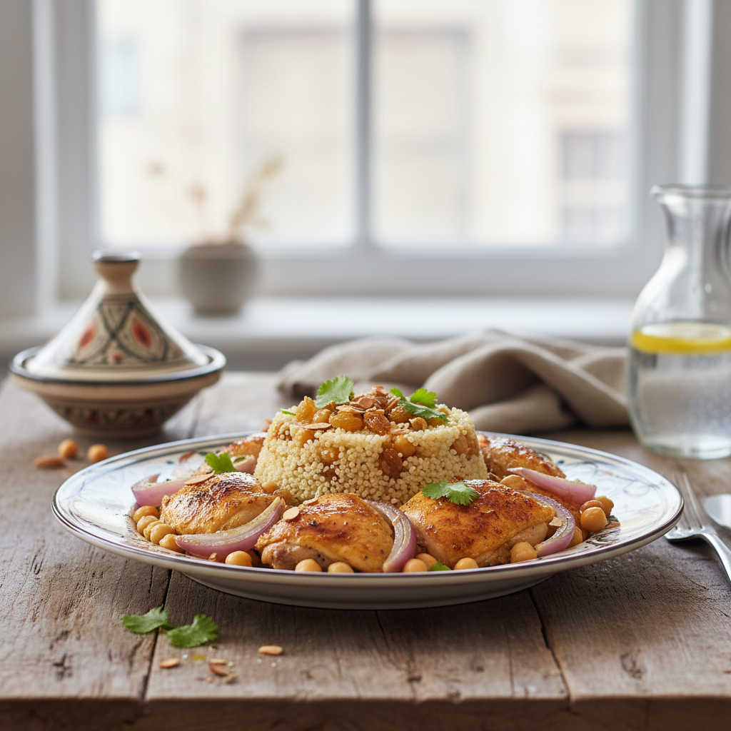 Couscous aux raisins secs et aux pois chiches