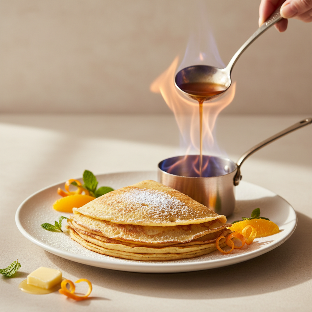 Crêpes flambées au Grand Marnier