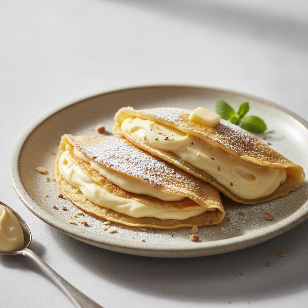 Crêpes fourrées à la crème pâtissière