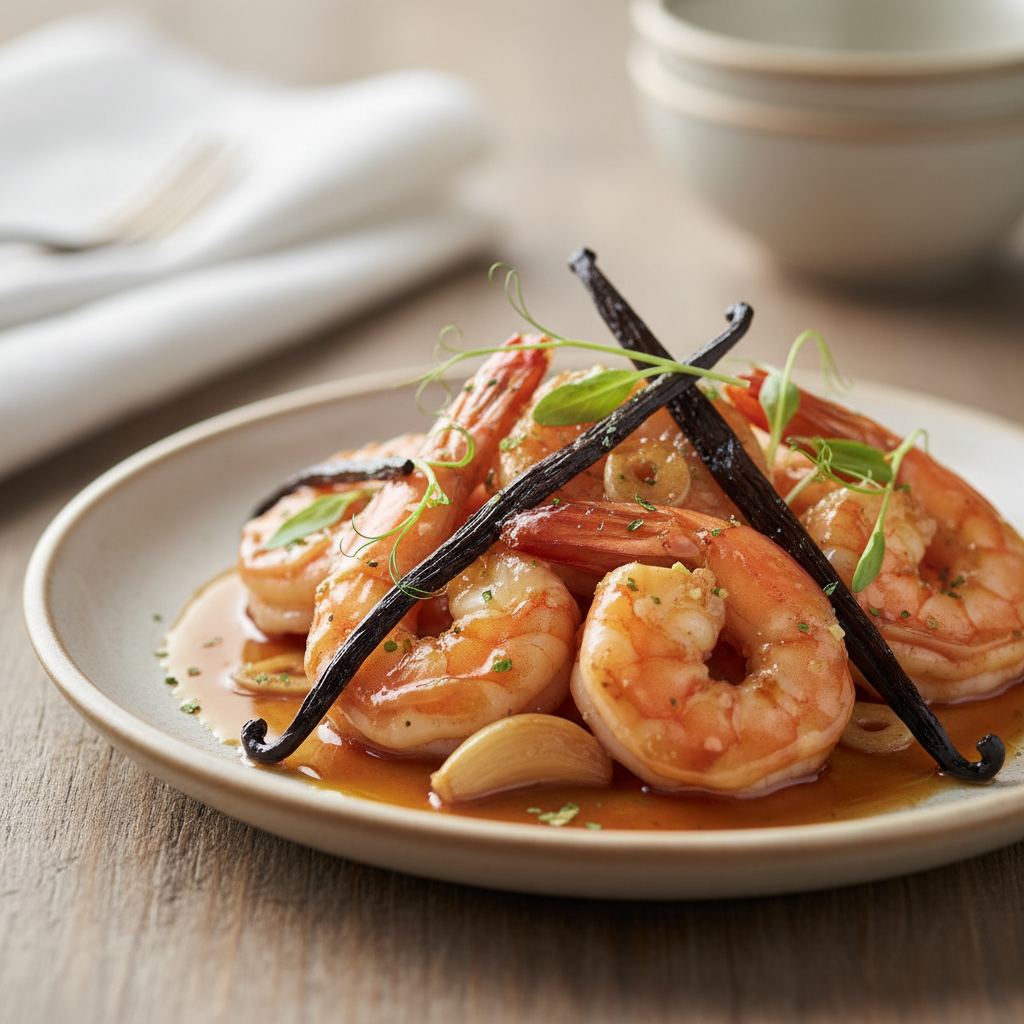 Crevettes caramélisées à la vanille