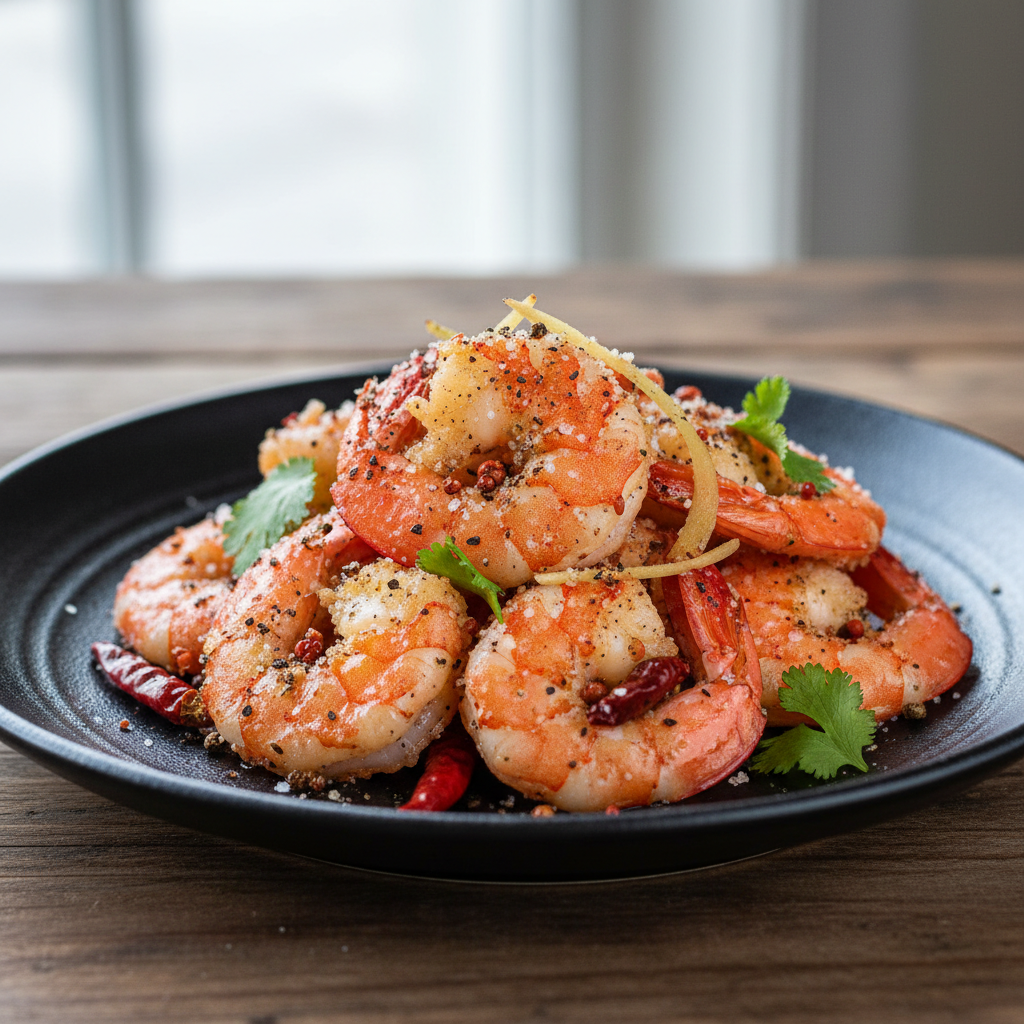Crevettes roses au sel et au poivre
