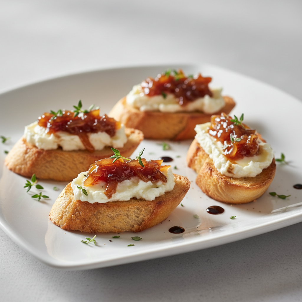 Crostini au chèvre et confit d'oignon
