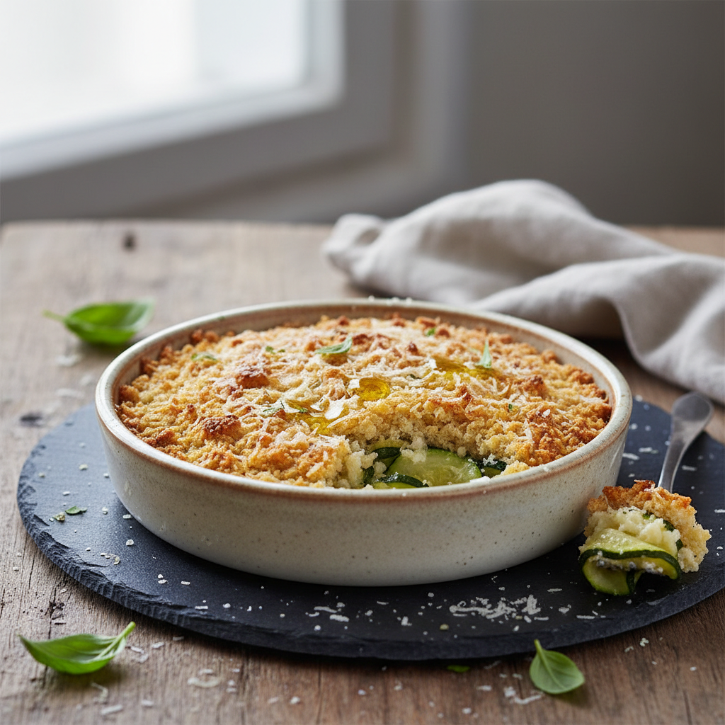 Crumble de courgettes au parmesan