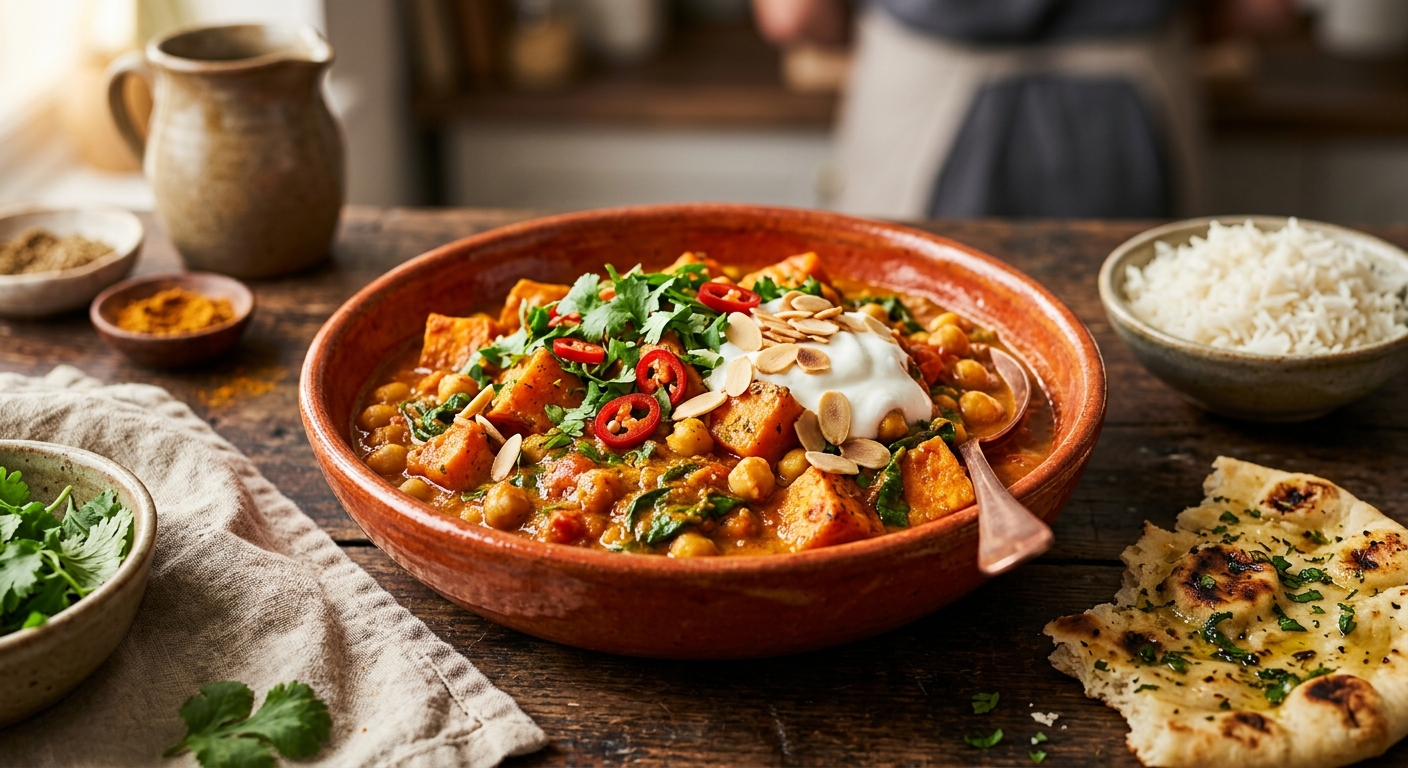 Curry de patates douces et pois chiches