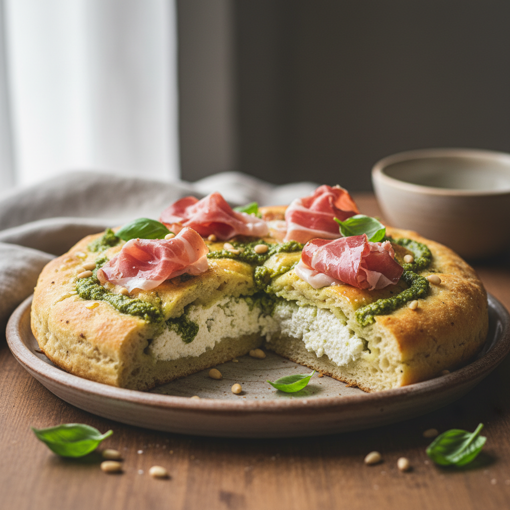 Focaccia farcie, speck et ricotta