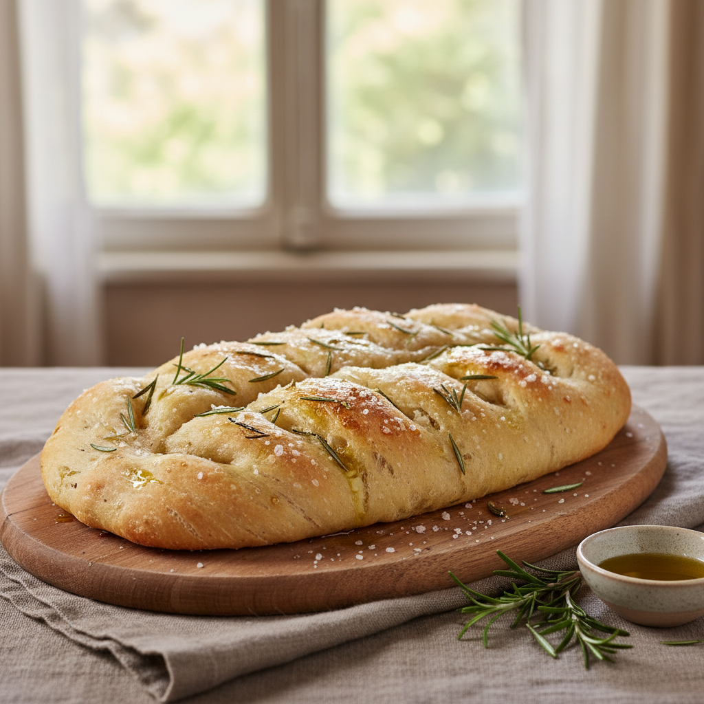 Fougasse à l’huile d’olive, fleur de sel et romarin