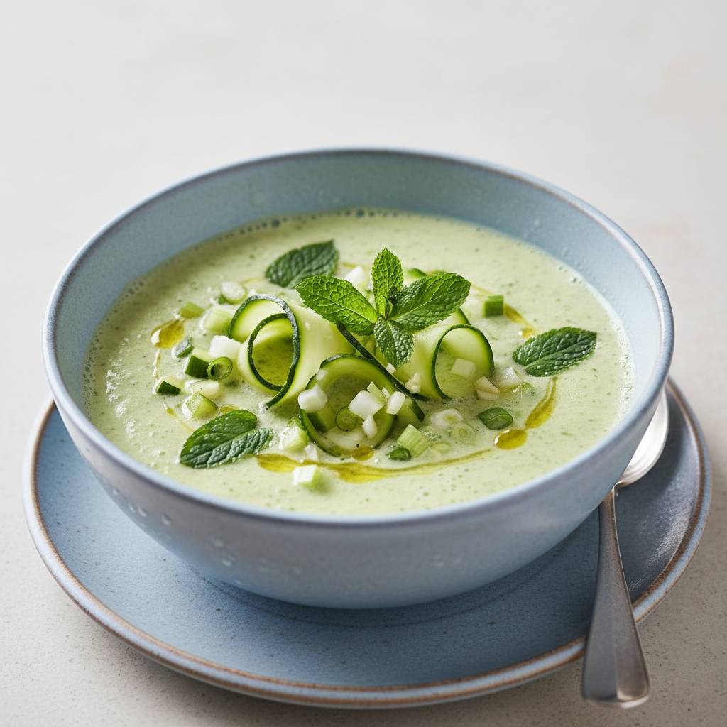 Gaspacho de courgette à la menthe