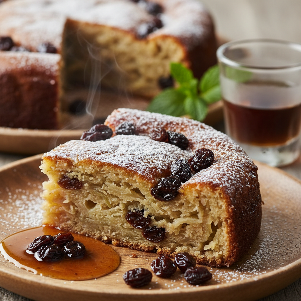 Gâteau de chouchou aux raisins et au rhum