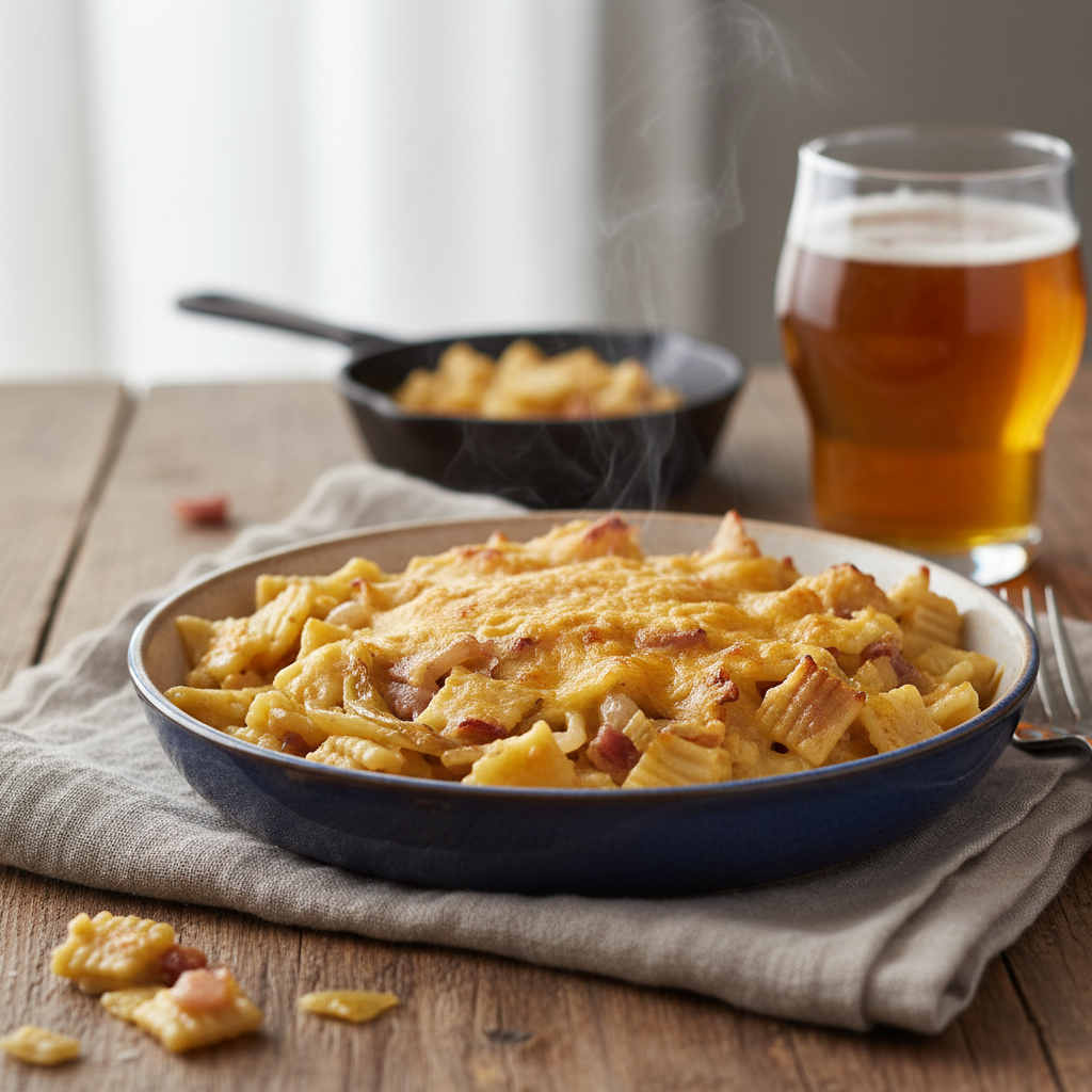 Gratin de crozets à la fondue d’endives & cheddar