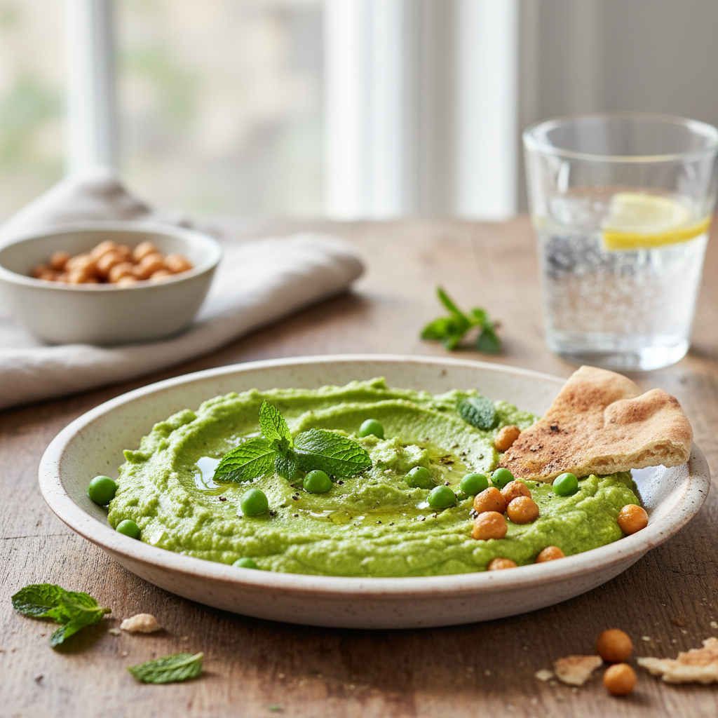Houmous de petits pois à la menthe