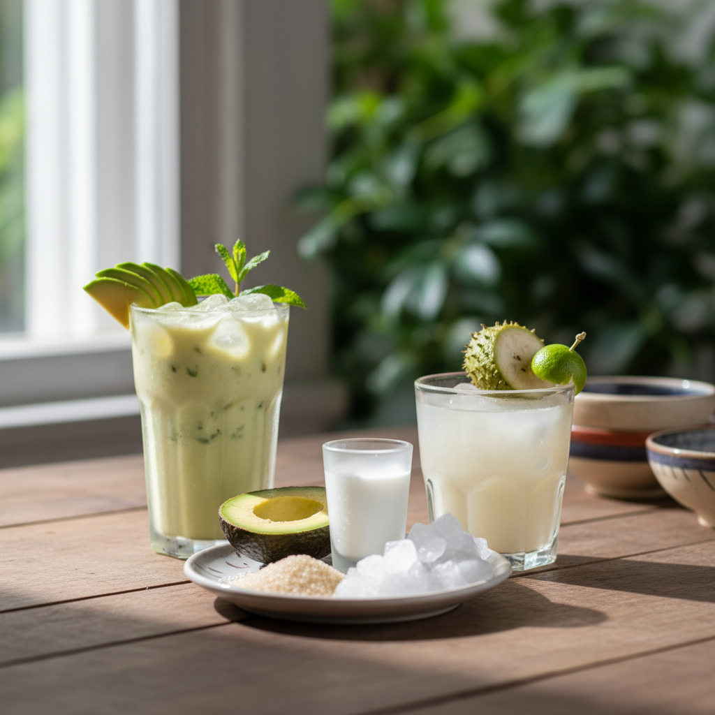 Lait d’avocat, jus de corossol